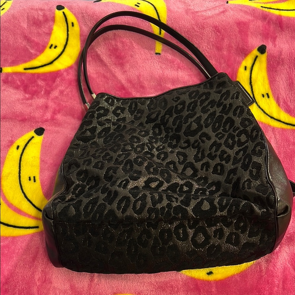 Coach Black Hobo Bag with Leopard Print